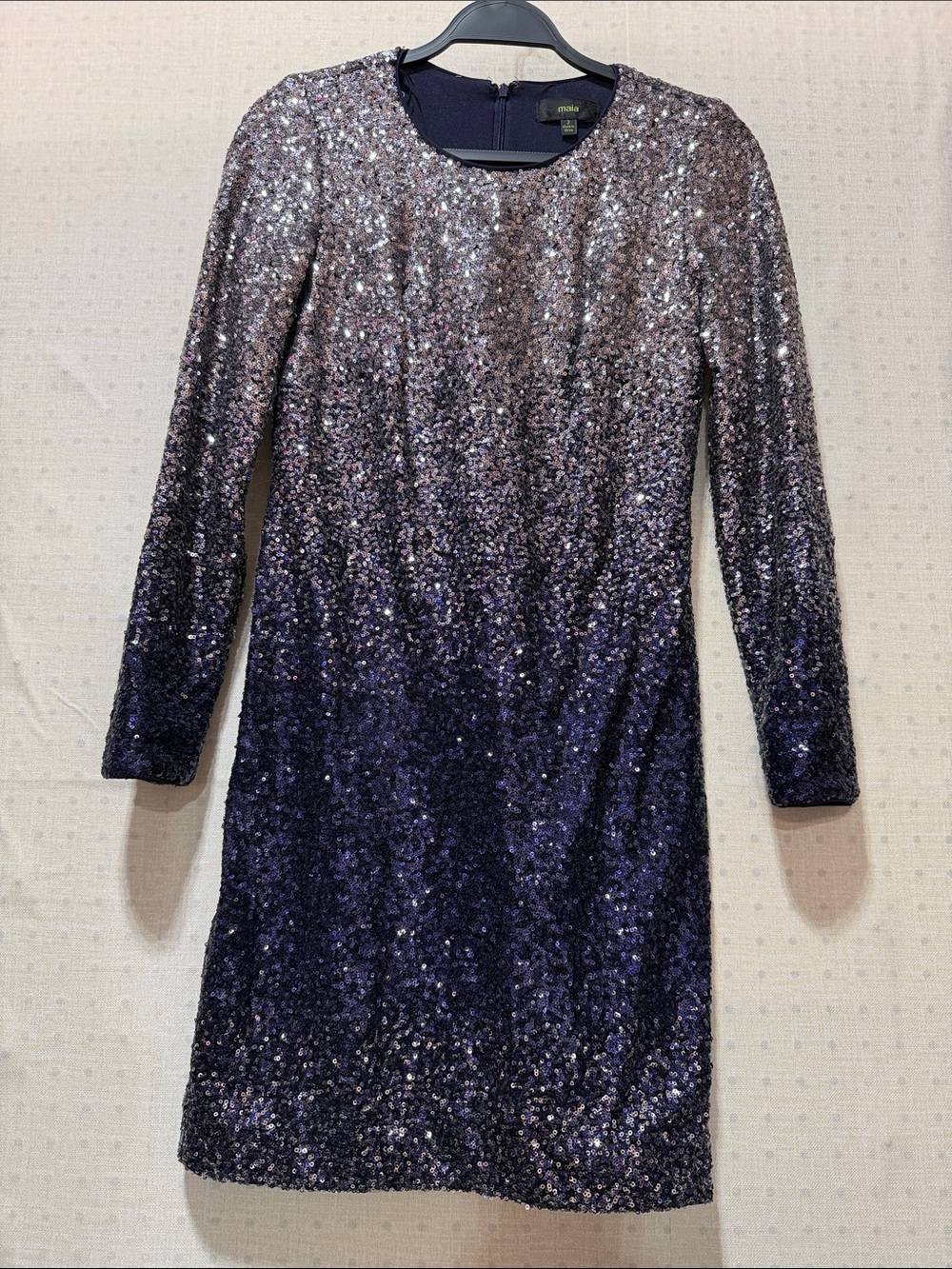 Sparkle Ombre Long Sleeve Sequin Dress - Purple